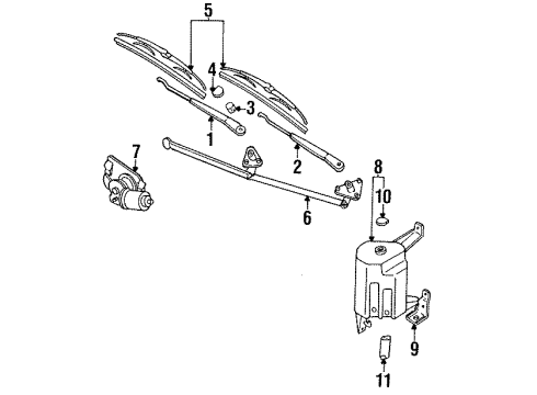 1995 Eagle Summit Wiper & Washer Components Arm Wiper Diagram for MB944046