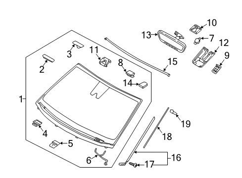 2017 Genesis G90 Wiper & Washer Components Base-Iinside Rear View Mirror Diagram for 85103A9000