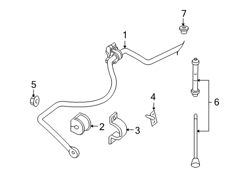 2010 Ford Explorer Sport Trac Rear Suspension Components, Lower Control Arm, Stabilizer Bar Stabilizer Bar Bolt Diagram for W711295S439