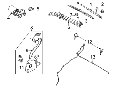 2008 Ford Focus Wiper & Washer Components Washer Nozzle Diagram for 8S4Z17603AA
