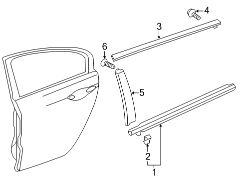 2013 Acura TSX Exterior Trim - Rear Door Molding Assembly, Right Rear Dr Diagram for 72925TL4003