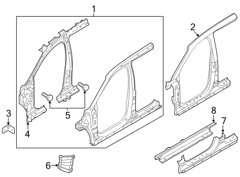 2020 Hyundai Santa Fe Aperture Panel, Rocker Panel Assembly-Side Sill Inner, RH Diagram for 65180S2000