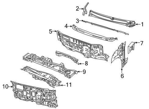 2021 Chrysler Pacifica Cowl Bracket-COWL Diagram for 68251803AB