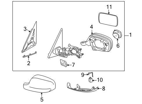 2010 BMW X3 Outside Mirrors Frame Left Diagram for 51162993449