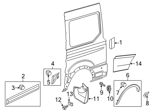 2020 Ford Transit-150 Exterior Trim - Side Panel Side Molding Screw Diagram for W507042S442