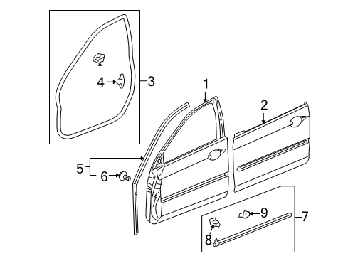2010 Acura RL Front Door Sub-Seal, Left Front Door (Lower) Diagram for 72368SJAA01