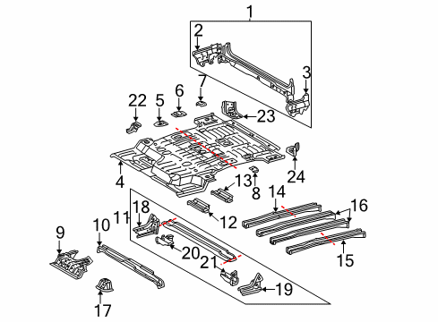 2007 Toyota Sequoia Rear Body Panel, Floor & Rails Floor Pan Diagram for 583110C060