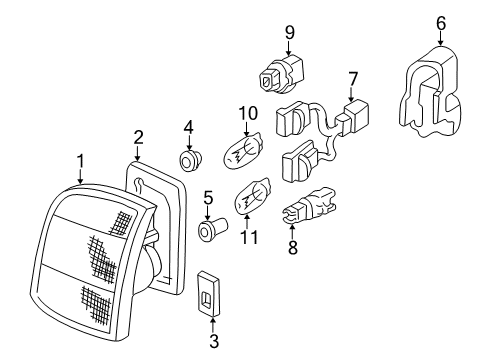 1999 Honda Civic Tail Lamps Lamp Unit, L. Lid Diagram for 34156S04A51