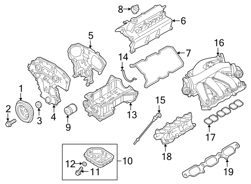 Engine Parts, Mounts, Cylinder Head & Valves, Camshaft & Timing, Variable Valve Timing, Oil Cooler, Oil Pan, Oil Pump, Crankshaft & Bearings, Pistons, Rings & Bearings Pipe-Water Diagram for 140536KA0A