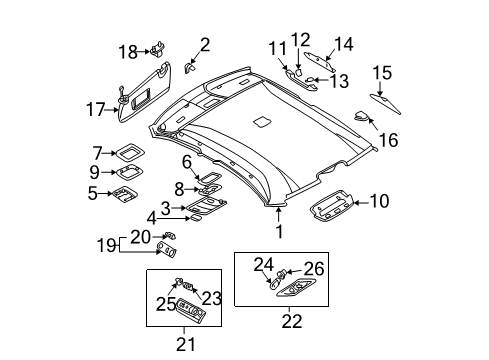 2000 BMW 328Ci Interior Trim - Roof Coat Hook Diagram for 51169150380