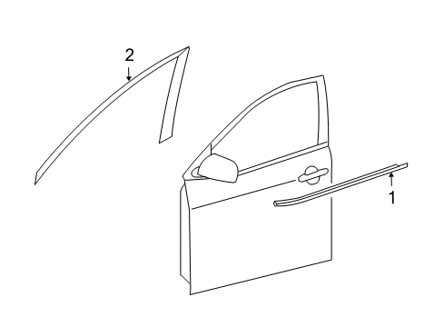 2012 Toyota Matrix Exterior Trim - Front Door Belt Molding Diagram for 7572002190