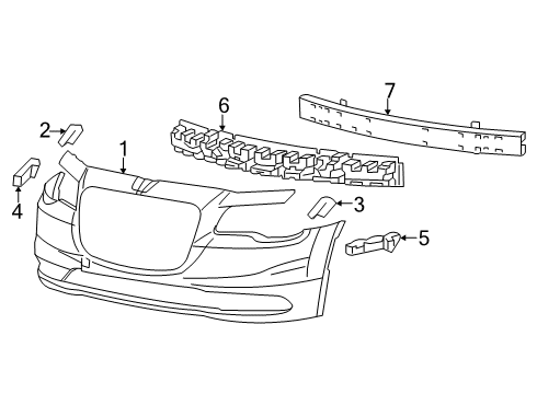 2020 Chrysler 300 Front Bumper ABSORBER-Front Energy Diagram for 68214459AB