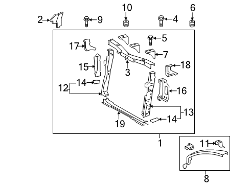 2011 Scion xB Radiator Support Upper Tie Bar Stay Diagram for 5208212050