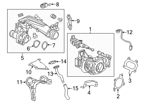 2016 Honda Civic Turbocharger Stay, Turbocharger Diagram for 1890559B000