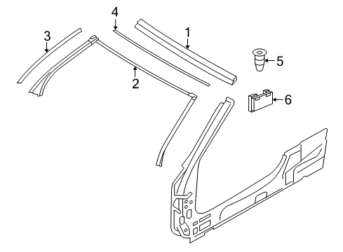 2009 BMW M6 Windshield Header & Components Sealing Windscreen Panel, Column A Diagram for 51767175474