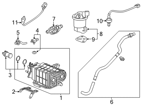 2013 Acura ILX Powertrain Control Tube Assembly, Pressure Sensor Diagram for 17382TR0A01