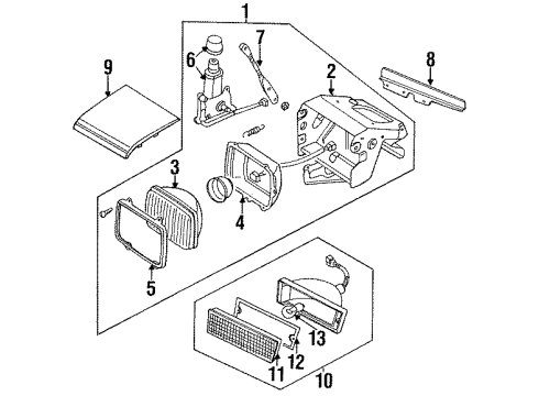 1986 Nissan 200SX Headlamp Components, Park Lamps Headlamp Housing Assembly, Driver Side Diagram for 2607501F25