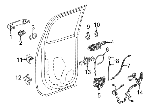 2016 Chevrolet Silverado 3500 HD Rear Door Lock Rod Diagram for 22833411