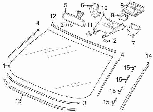 Glass, Reveal Moldings Rubber, Windshield Dam (C) Diagram for 73127TY0000
