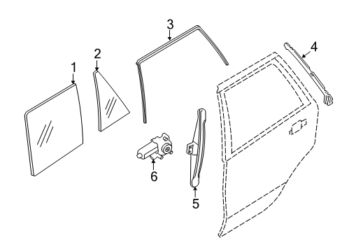 2014 BMW X5 Front Door Window Guide, Right Rear Door Diagram for 51357289668