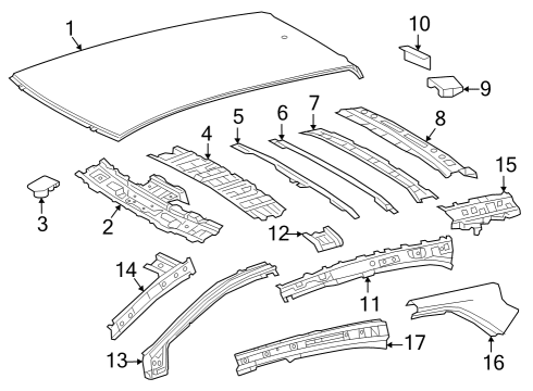Roof & Components Side Molding Rivet Diagram for 9026905035
