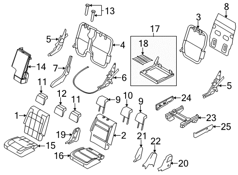 2017 Ford Flex Second Row Seats Armrest Assembly Diagram for DA8Z7467112AB