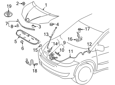 2012 Toyota Sienna Hood & Components Insulator Clip Diagram for 5332608010