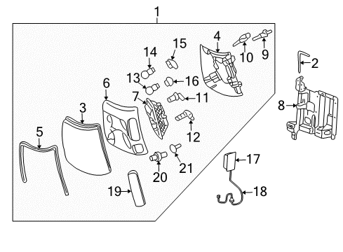 2004 Cadillac Escalade Headlamp Components, Side Marker Lamps Socket Diagram for 19258649