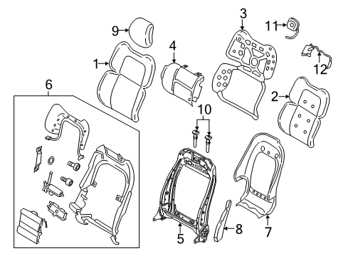2020 Lincoln Continental Driver Seat Components Seat Back Pad Diagram for GD9Z54632A22K