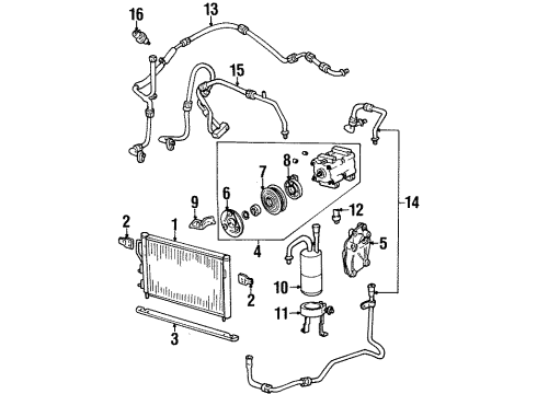 2001 Mercury Cougar Air Conditioner Evaporator Core Diagram for 1S7Z19860AA