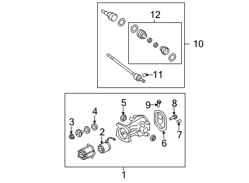 2007 Ford Edge Axle Components - Rear Axle Assembly Diagram for 7T4Z4K139A