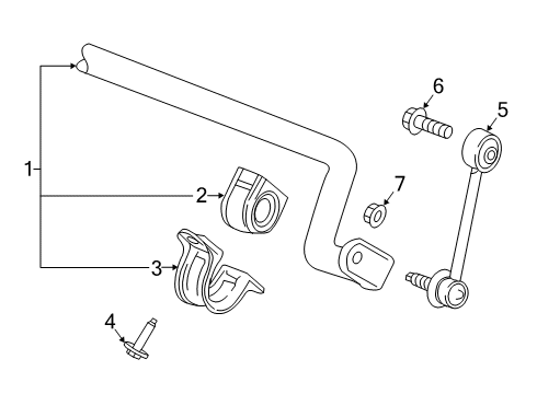 2021 Chevrolet Blazer Rear Suspension Components, Lower Control Arm, Ride Control, Stabilizer Bar Stabilizer Bar Diagram for 84111034
