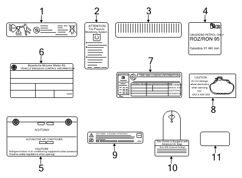 2010 BMW 550i GT Information Labels Label "Key Memory" Diagram for 71239178687