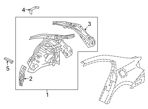 2015 Honda Accord Inner Structure - Quarter Panel Extension L, RR W/Arch Diagram for 64721T2AA00ZZ