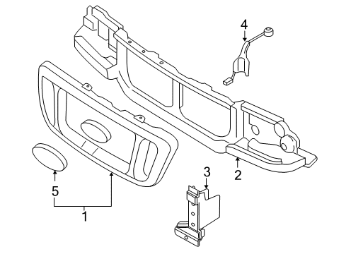 2004 Toyota Sienna Grille & Components Panel Support Diagram for 4L5Z8C299AAA
