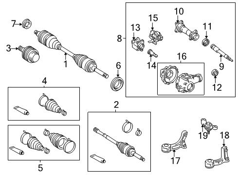 2004 Toyota Sequoia Carrier & Front Axles Rear Support Diagram for 5238035010