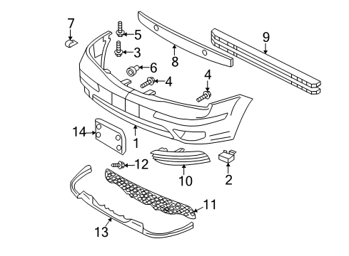 2007 Ford Focus Front Bumper Bezel Diagram for 6S4Z17E810AA