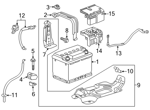 2016 Chevrolet Malibu Hybrid Components, Battery, Cooling System Battery Tray Diagram for 23347541