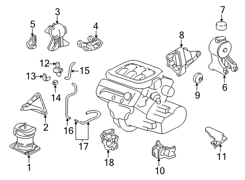 2003 Honda Odyssey Engine & Trans Mounting Bracket, Engine Mounting Diagram for 11910P8CA00