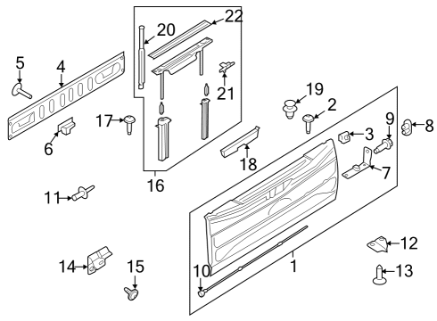 Tail Gate Fender Liner Bolt Diagram for W719042S450B