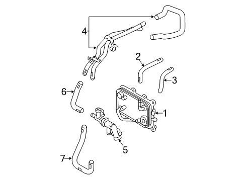 2014 Kia Sorento Trans Oil Cooler Hose-Oil Cooling Feed Diagram for 254212W500