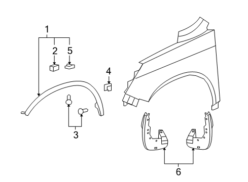 2021 Kia Sorento Splash Shields, Exterior Trim Protector, L. FR. Wheel Arch Diagram for 74165SXSA00