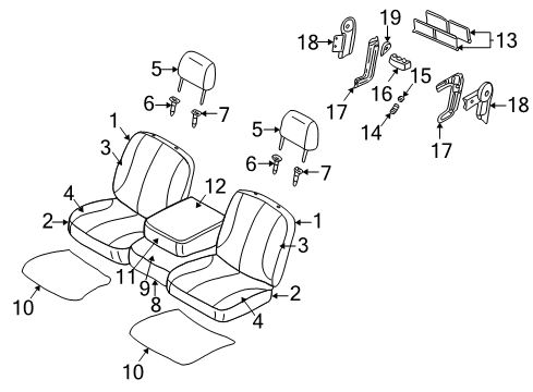 2002 Dodge Ram 1500 Front Seat Components Front Seat Center Cushion Diagram for WP261DVAA