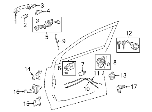 Front Door Handle, Outside Diagram for 6921142080A0