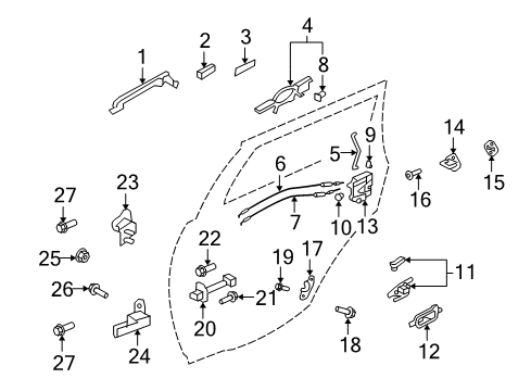 2012 Mitsubishi Outlander Front Door SHIM-Door Latch STRIKER Diagram for MB888461