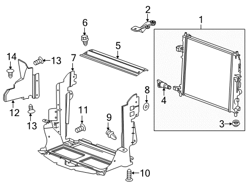 2020 Chevrolet Camaro Radiator & Components Side Baffle Diagram for 84141570