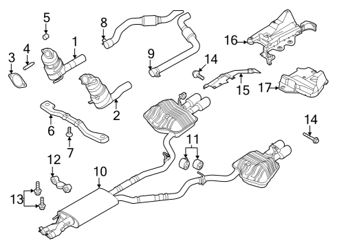 Exhaust Components Muffler & Pipe Diagram for L1MZ5230D