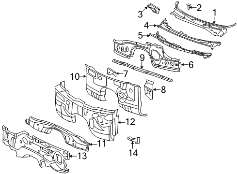 2014 Dodge Challenger Cowl Screen-COWL Top Diagram for 5028757AH