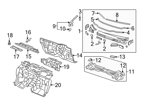 2013 Honda Fit Cowl Insulator, Dashboard Lid (Upper) (Outer) Diagram for 74293TF0G00