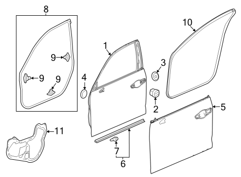 Door & Components WEATHERSTRIP, L- FR Diagram for 72350T20A01